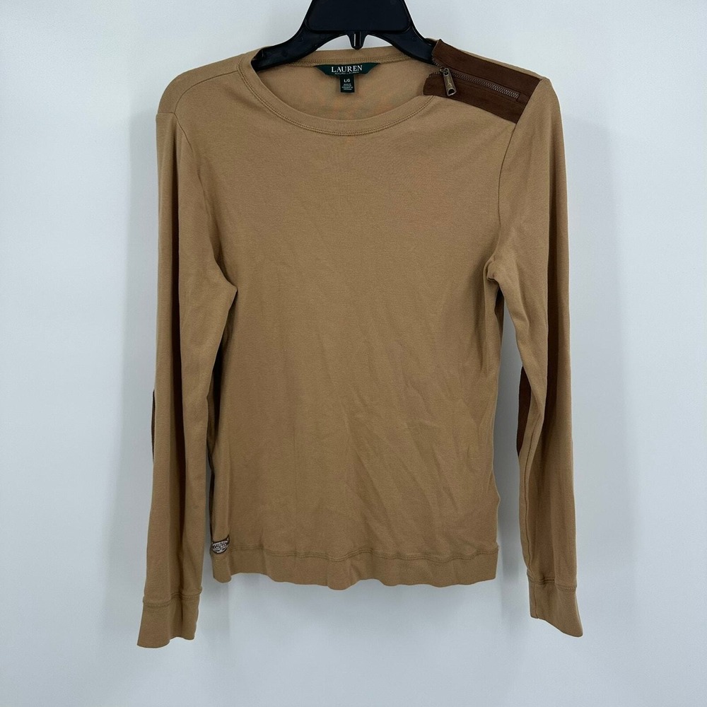 Lauren Ralph Lauren Womens Old Money‎ Equestrian Top Size L Elbow Patches